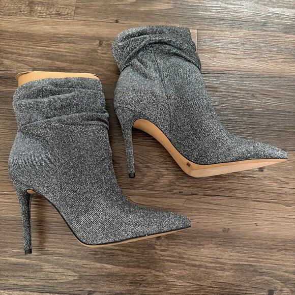 Jessica Simpson sz 9.5 metallic silver mobwife high heel sock boots NWT‎ - Picture 2 of 10